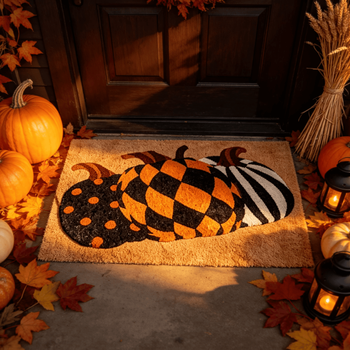 Halloween Pumpkin Doormat, Soft Non-Slip Indoor Outdoor Welcome Rug for Entryway Porch and Front Door