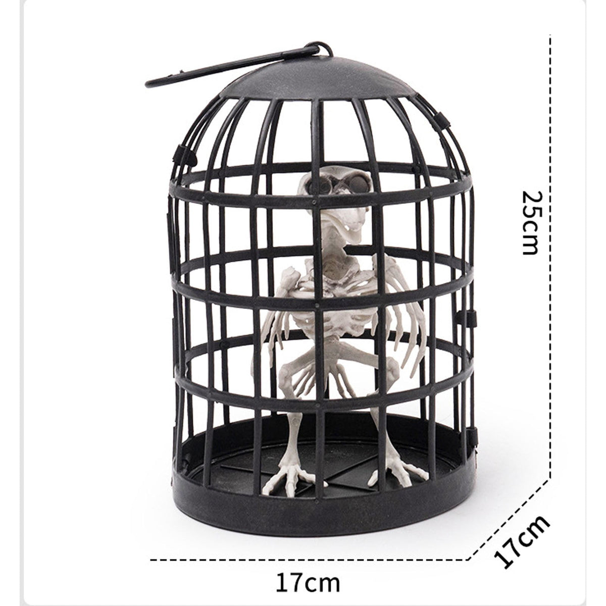 Clearance! Hanging Bird Skeleton Decoration,Scary Realistic Animal Crow Skeleton In The Cage,Scary Posable Movable Joints Raven Skeletons In Cage Prisoner For Halloween Haunted Houses Party Outdoor