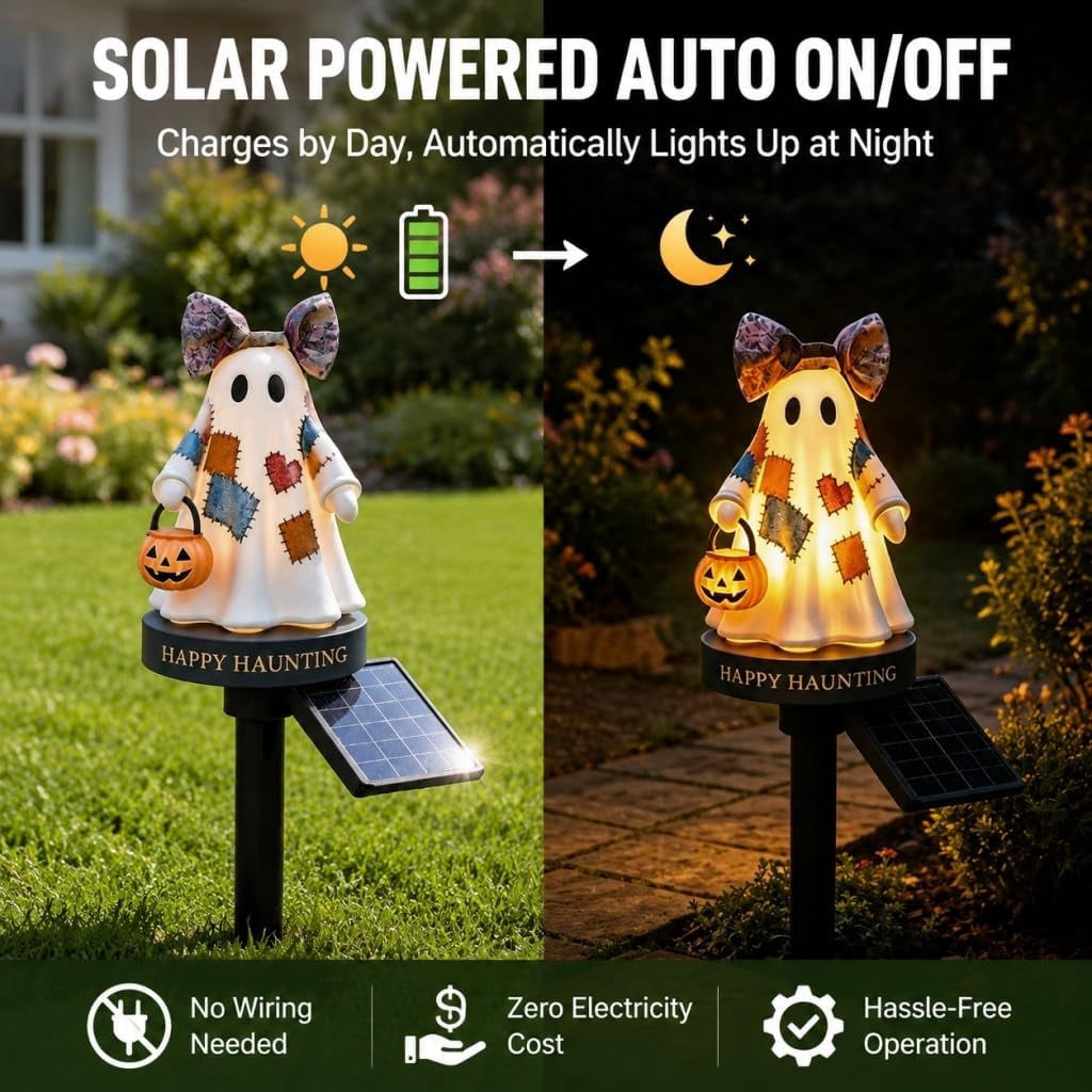 Clearance Halloween Solar Black Cat & Pumpkin Moon Garden Stake Light, Outdoor Waterproof LED Yard Decoration with Crescent Moon, Hanging Jack-o'-Lantern Lantern for Garden, Patio, Walkway, Porch