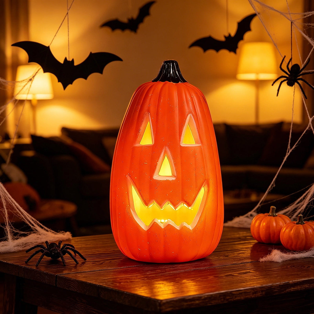 Dademeo Halloween Light Up Pumpkin Decor, Unique Tall LED Glowing Jack O Lantern, Waterproof Ornament for Yard Garden Porch Party