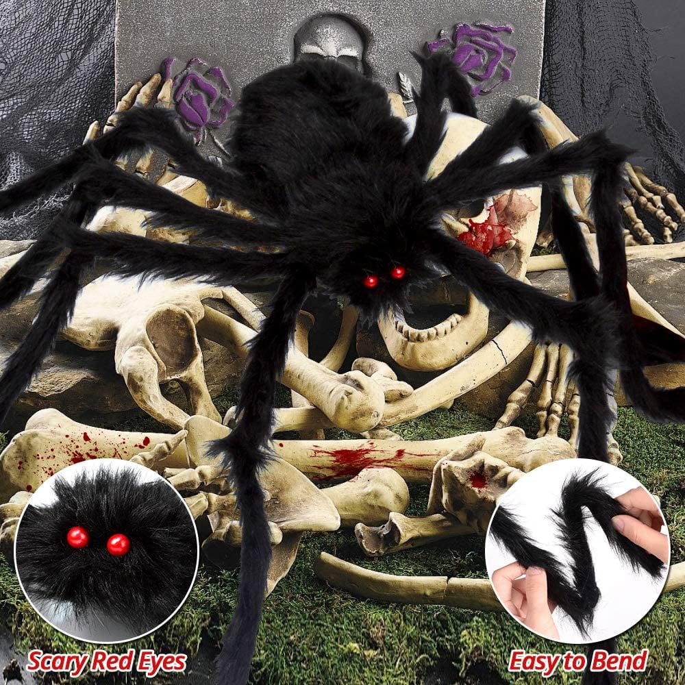 Ayieyill 200" Giant Spider Web with 49" Giant Spider Halloween Decorations Outdoor Scary Halloween Decor
