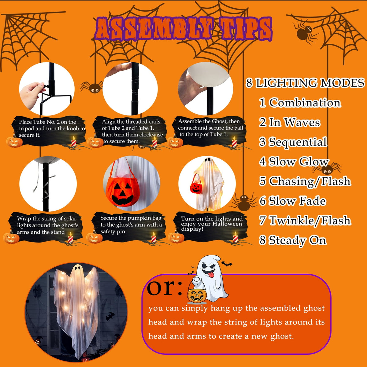 ANLTDTC Halloween Outdoor Ghost String Lights with Remote for Yard, Garden, Lawn, Porch