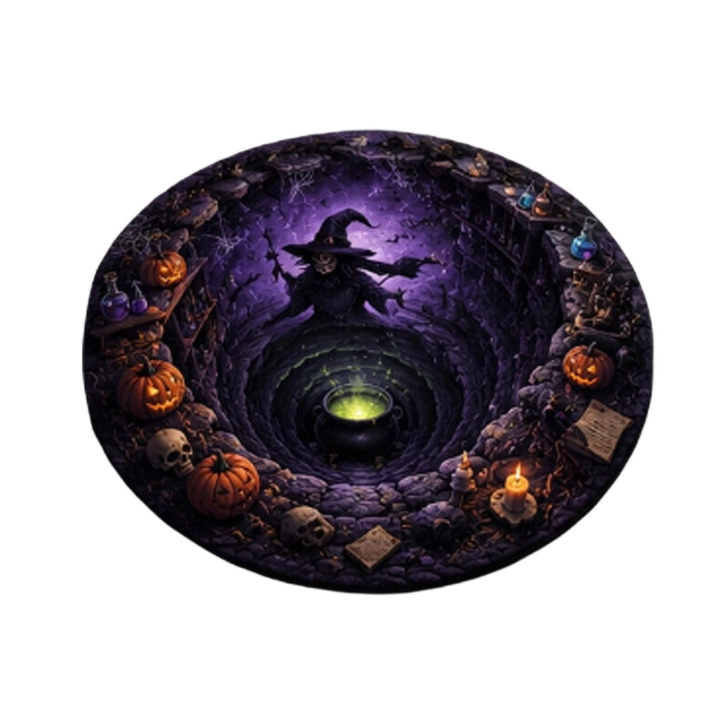 Win s Way 3D Illusion Round Halloween Rug Optical Illusion Doormat Non- Washable Entryway Decor Spooky Fall Front Door Mat for Party Decoration Available in 15.8/23.6/31.5 Inch