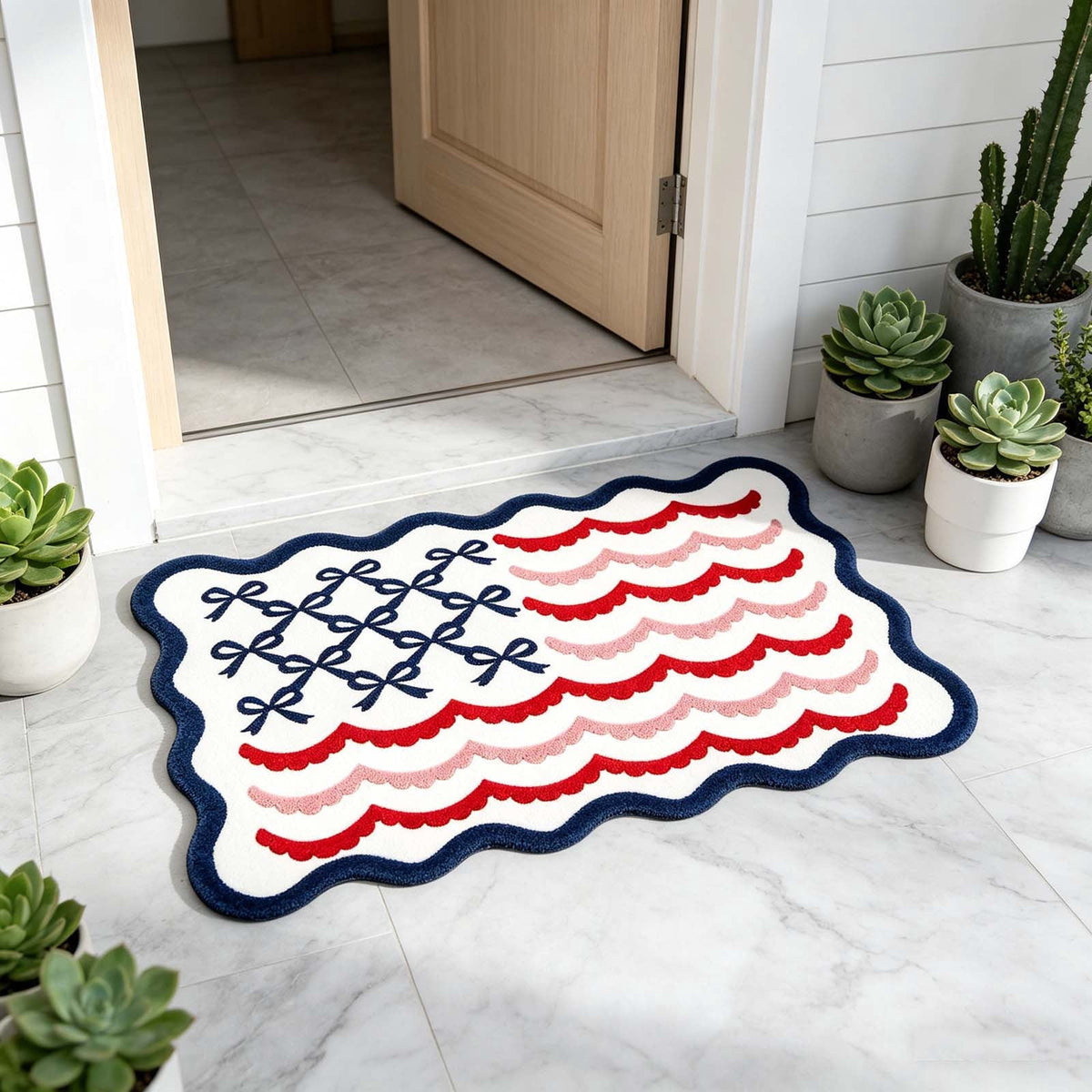 Front Door Mat Indoor Outdoor Entrance Rug, Semicircular Entrance Mat, Half Round Waterproo Non-Slip Durable Rubber Doormat for Garage, Patio, 29.5 inch