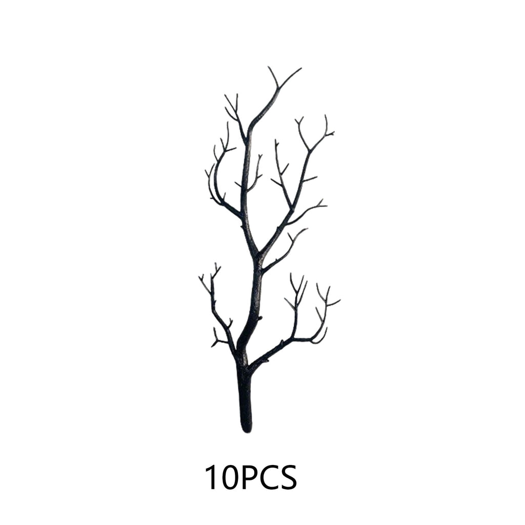 Halloween Artificial Branches, 10Pcs Black Bare Twigs Vase Fillers for Spooky Home Decor, Plastic Decorative Stems for Mantel Table Centerpiece, Creepy Indoor Outdoor Halloween Accents