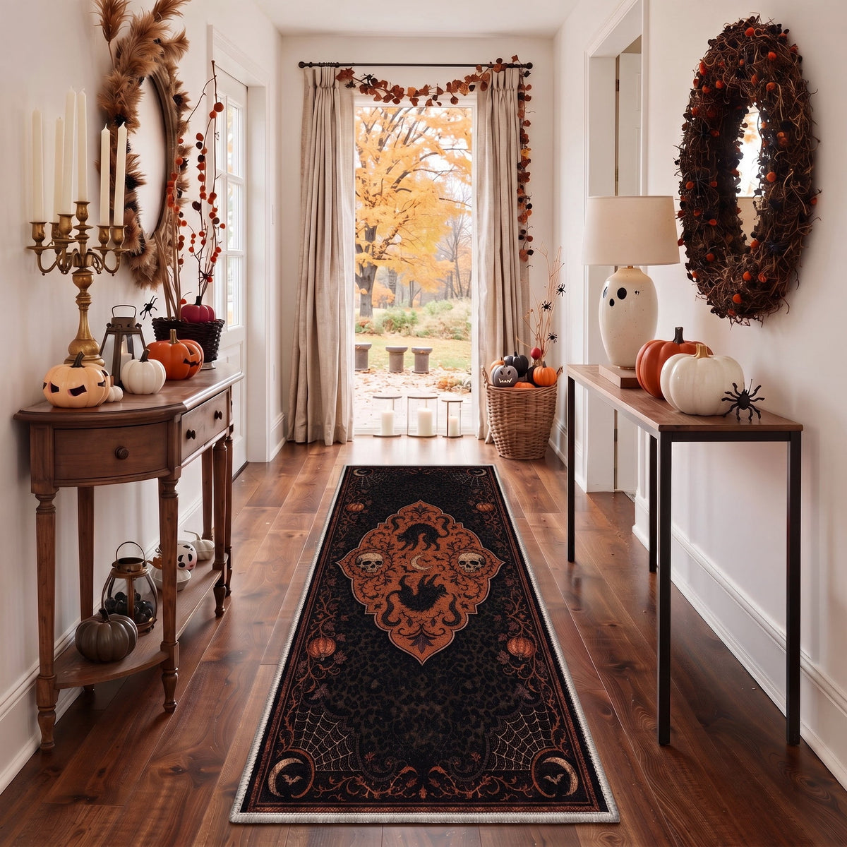 KUETH 3'x5' Halloween Machine Washable Area Rug, Non-Slip Rugs for Living Room, Bedroom and Dining Room, Orange