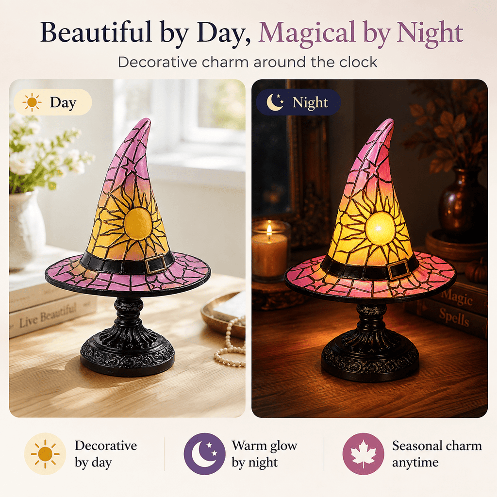 Diceymbol 11.81 Inch Halloween Ghost Night Light, Witch Hat Ghost Lamp with Jack O Lantern, Halloween Decorations Indoor for Table Mantel Party Decor