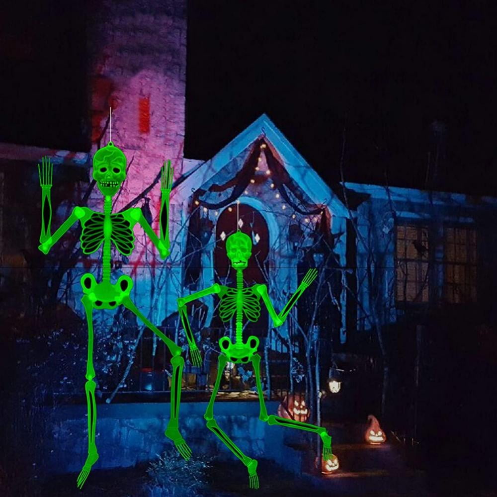 Halloween Hanging Luminous Skeleton Decorations, Full Body Glow-in-The-Dark Skeleton for Halloween Party Decorations Outdoor Yard Garden Hanging Ornaments Props
