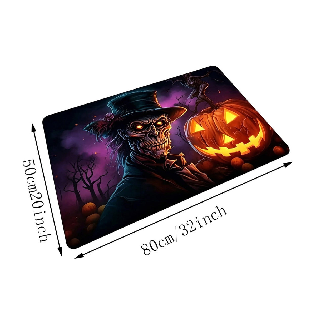 OutmaxHome Halloween Theme Cute Ghost Print Doormat, 15.8x23.6 Inch Non-Slip Absorbent Mat, Easy to Clean, for Front Door, Porch, Farmhouse