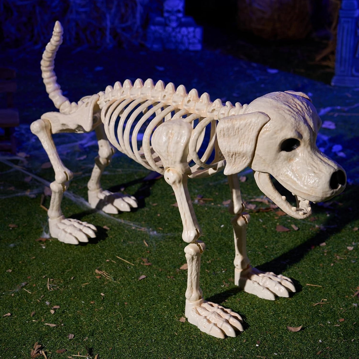 Joyfy 9.8 Inch Halloween Skeleton Dog Skeleton Halloween Decor,Pose-N-Stay Plastic Skeleton Bones with Posable Joints for Hallowmas Decoration Outdoor Haunted House Party