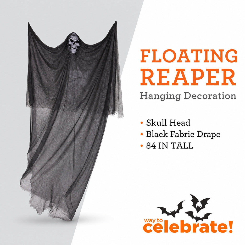 Floating Reaper Outdoor Decoration, Black and Gray, 7', Halloween by Way To Celebrate