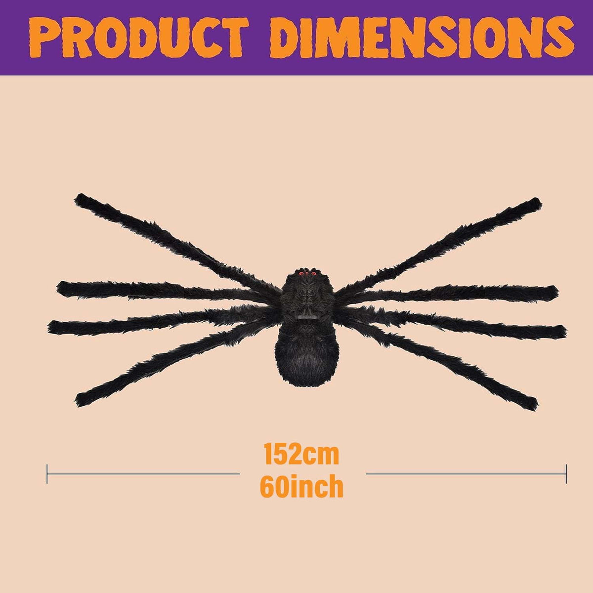 Ayieyill 79 In Giant Spider Halloween Decorations Outdoor, Scary Large Spider for Halloween Yard Decorations, Haunted House Props, 1pc