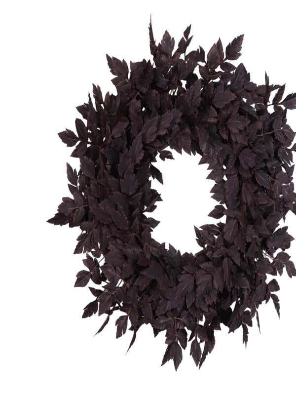 DAMAI 24" Artificial Cimicifuga Wreath,Moody Burgundy Leaf Fall Garland,Front Door Wreath for Halloween Autumn Harvest Halloween Home Door Wall Farmhouse Mantel Decor