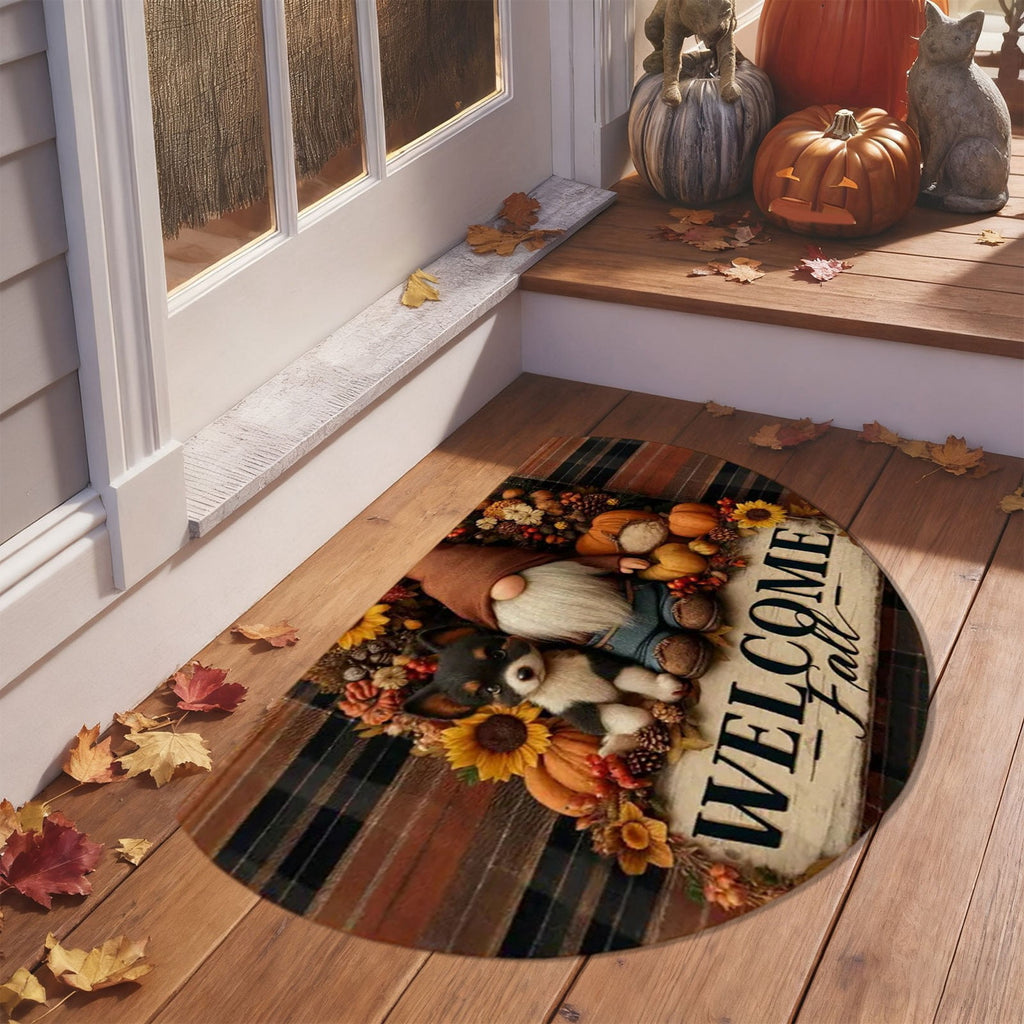 JoyMoreHome Fall Welcome Doormat, Fall Leaves Front Door Mat, Indoor Outdoor Entrance Floor Mats, Non-Slip Washable Thanksgiving Halloween Home Decor Mat