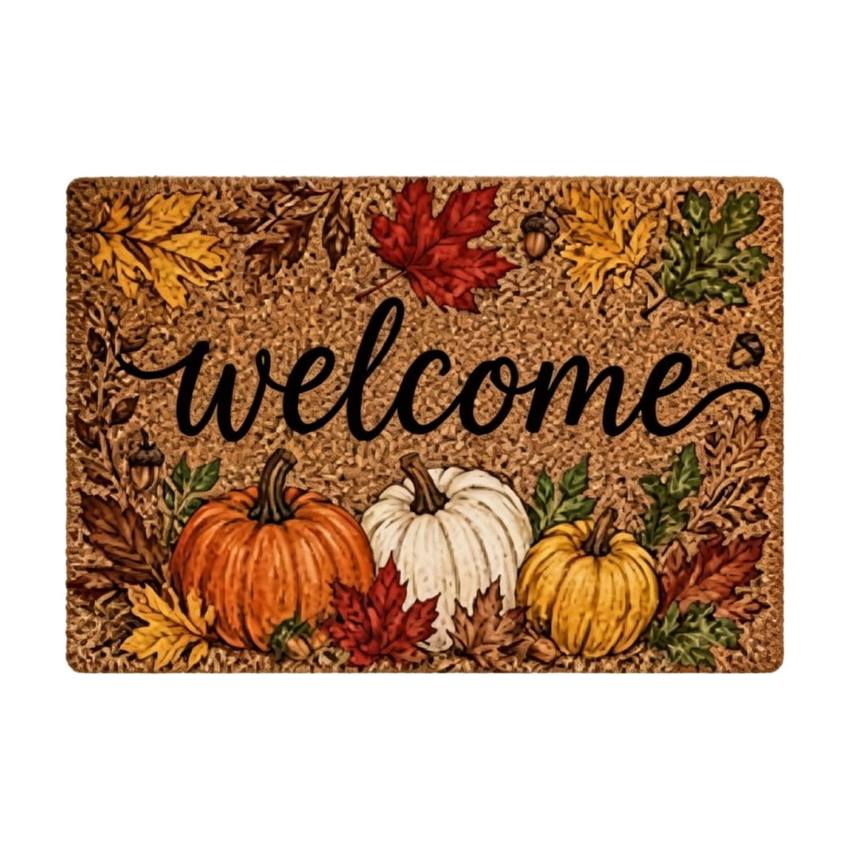 syligr Halloween Thanksgiving Doormat with Maple Leaf & Pumpkin Patterns - Non-Slip Floor Mat for Entryway, Kitchen, Porch, Fall Harvest Decor Rug with Anti-Fatigue Backing, Gift for Thanksgiving