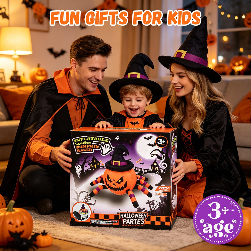 Firstness 2.4GHz Remote Control Halloween Inflatable Car Blow ups Pumpkin Ghost Rc Car,3 Music and LED Lights,360° Rotation,Aged 3+