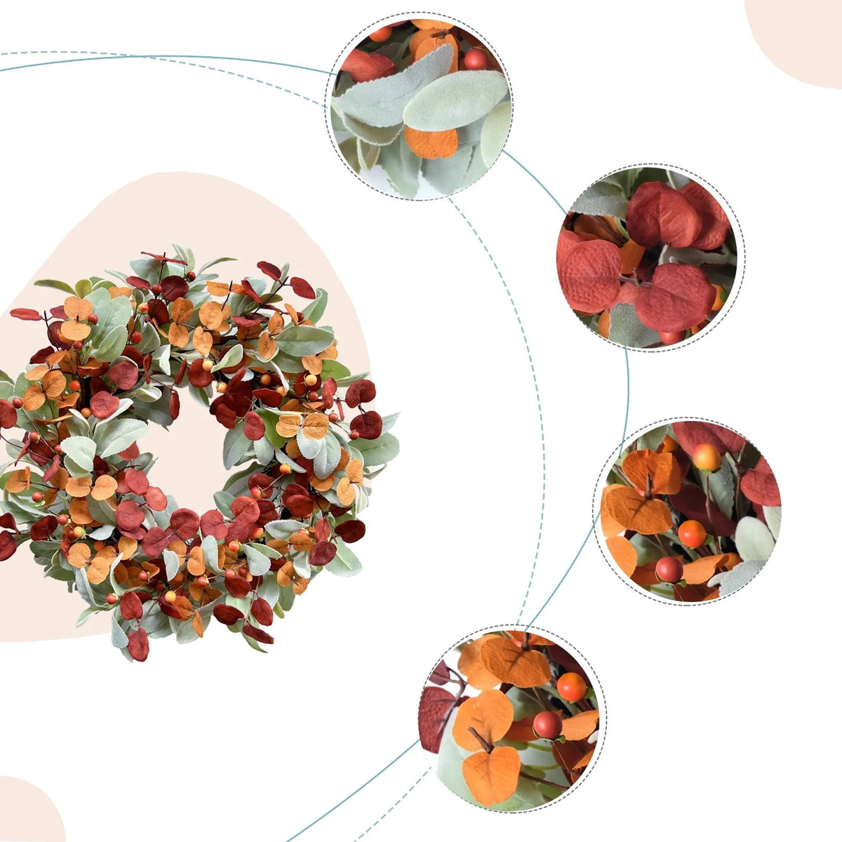 Fall Wreaths for Front Door, Farmhouse Autumn Wreath with Pumpkin Decorations, Fall Door Wreath Outdoor Indoor Thanksgiving Harvest Fall Decor