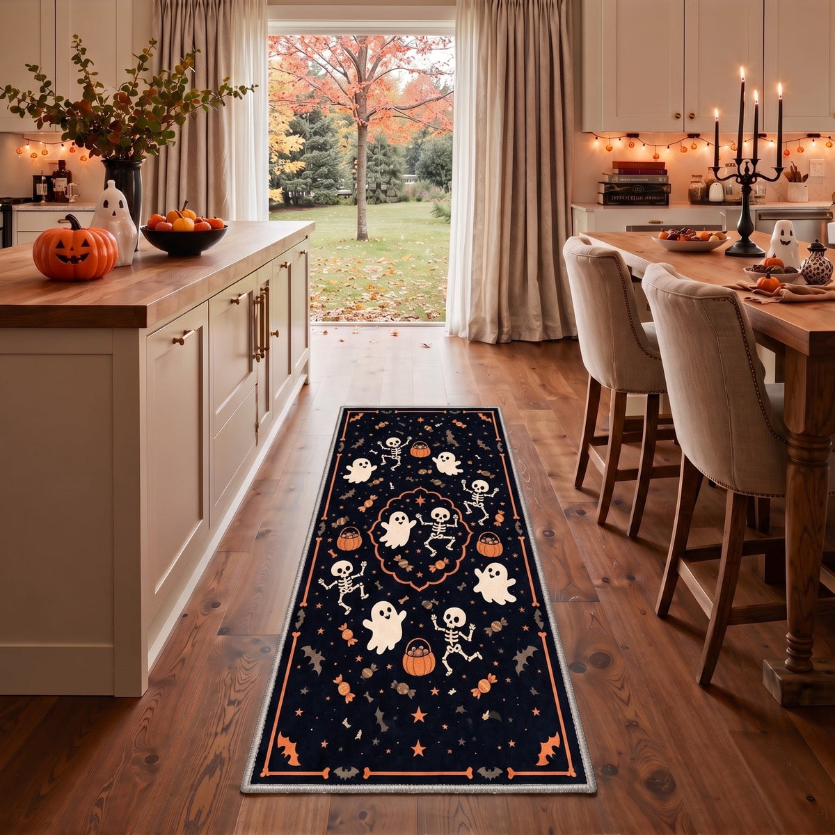 GENIMO 2'x3' Halloween Doormat, Washable Non Slip Soft Gothic Castle Outdoor Door Mat for Front Door Covered Porch Patio Entryway, Antique Gold