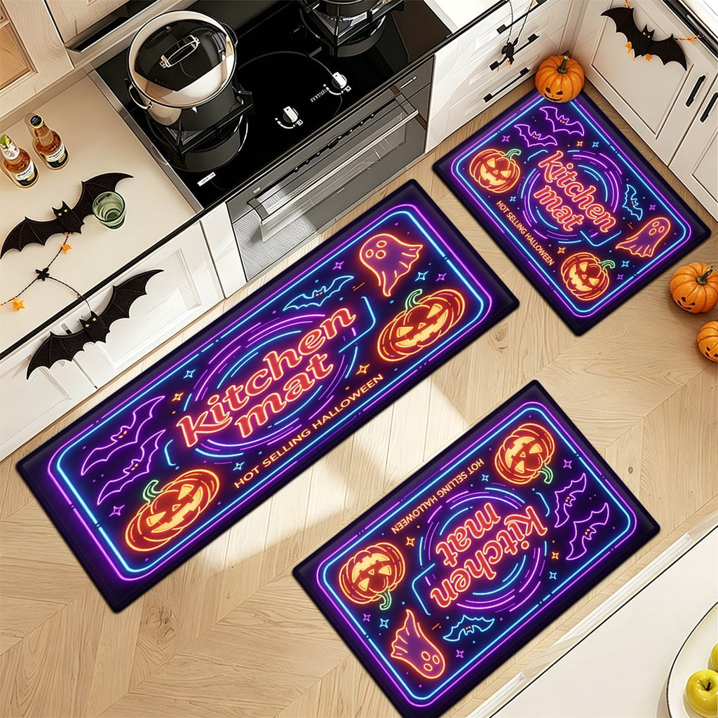 YIMEIS Halloween Pumpkin Lanterns Multi-purpose 1-Piece Flannel Mat and Kitchen Rugs,Soft Non-slip for Home Bedroom Bathroom