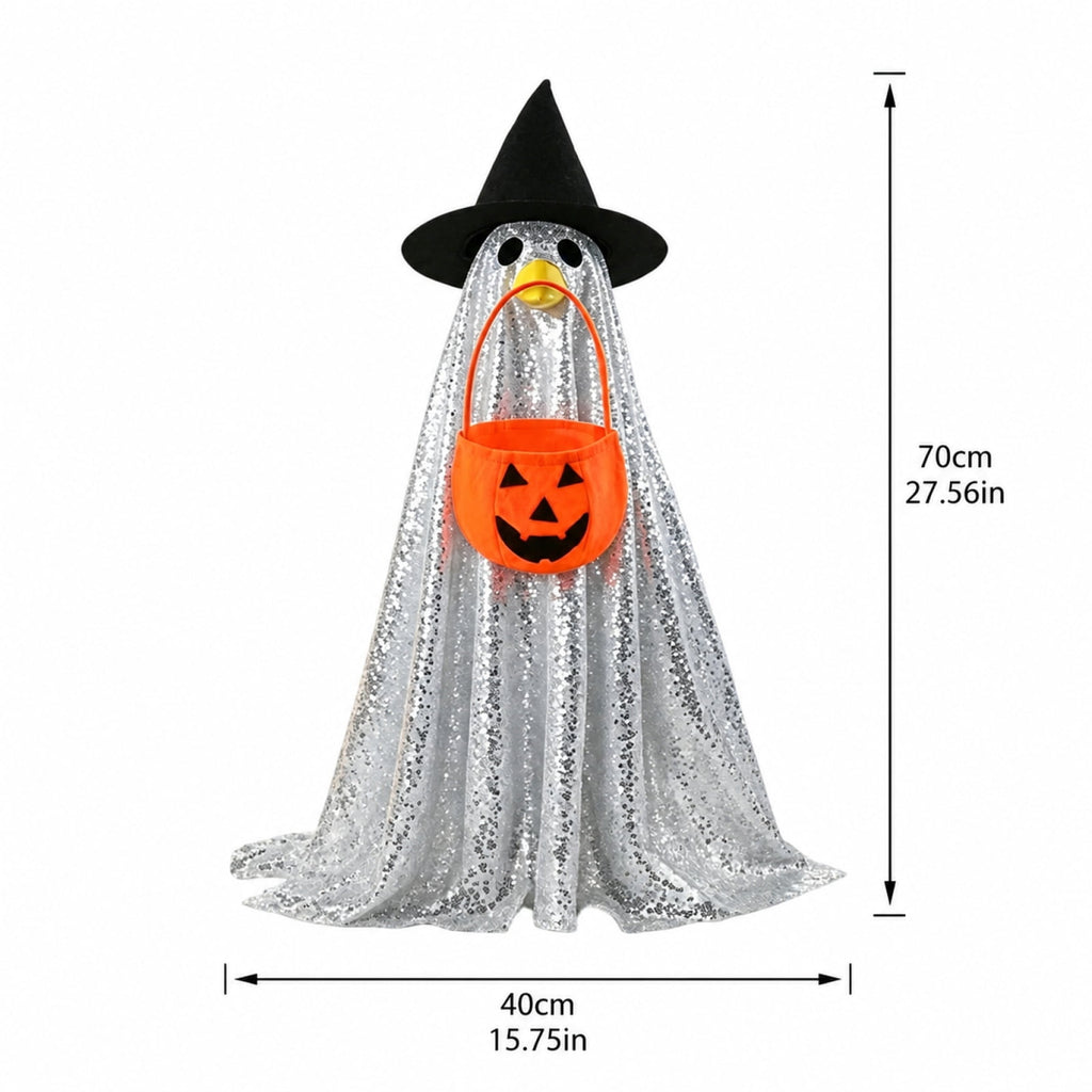 Halloween Garden Porch Decor, Porch Goose Outfits Halloween, 23 Inch Porch Goose Outfits, Witch Dress and Hat Set, Fits 23X11X26 Inch Standing Plush Goose for Front Porch Lawn