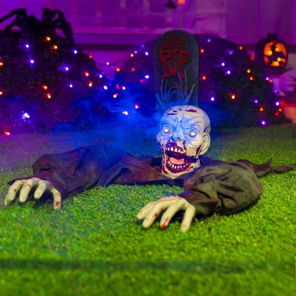 Joyfy Halloween Groundbreaker Halloween Decorations Zombie with Sound and Flashing Eyes,Outdoor Scary Halloween Yard Decorations,Haunted House Decorations