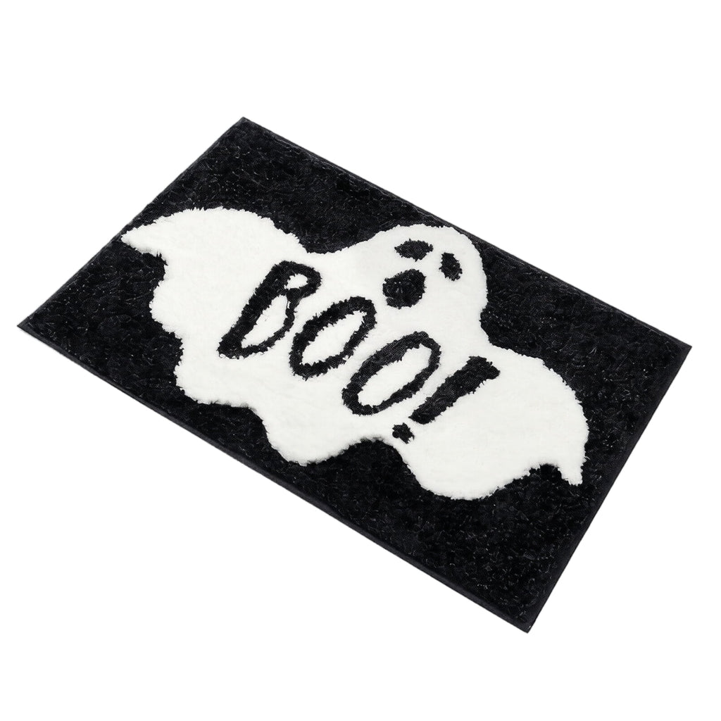 Halloween Ghost Rug, Cute Ghost Plush Floor Mat for Doorway Front Door Decor, Halloween Home Decoration Rug for Entryway Living Room Bedroom, Spooky Fall Decor Accent