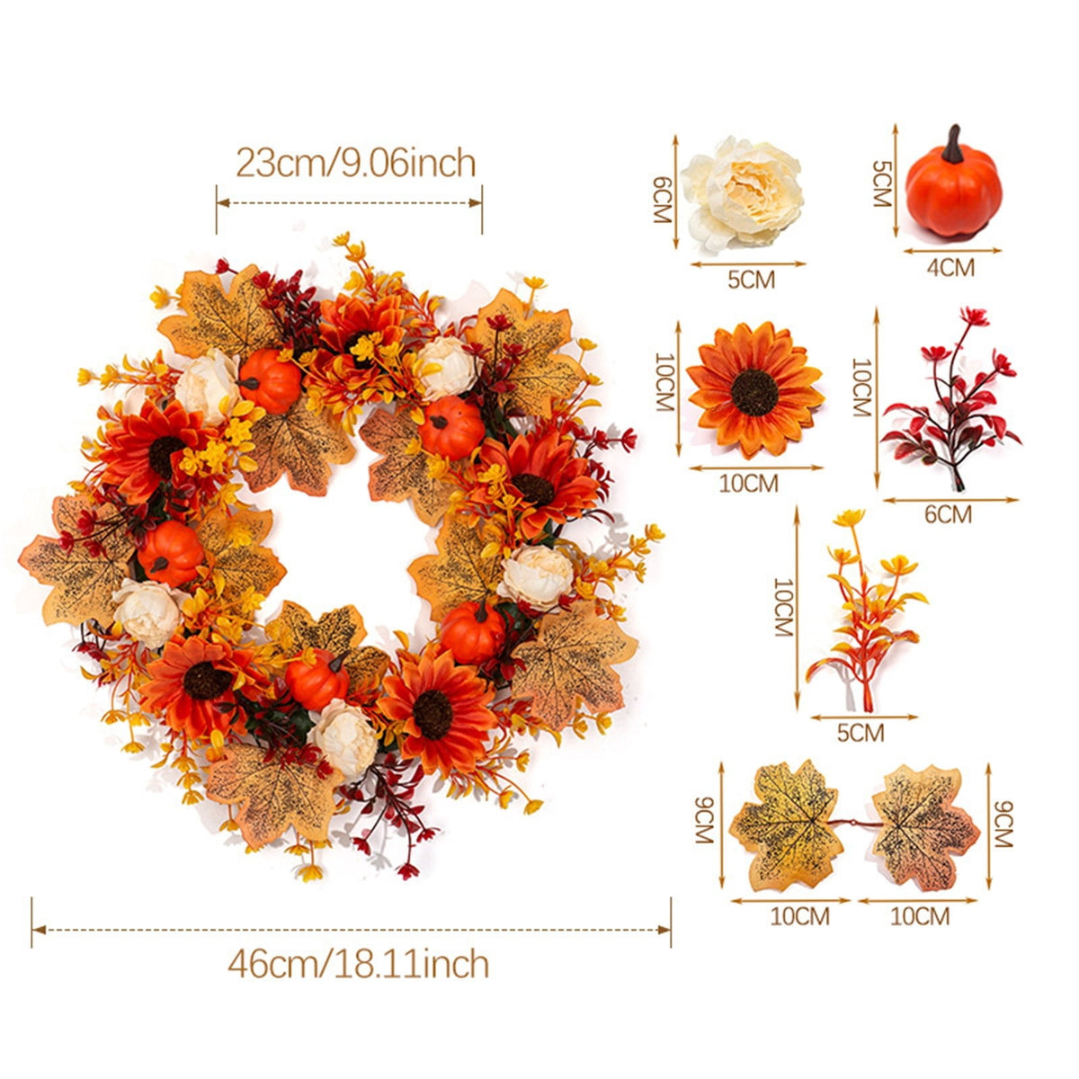 Fall Wreaths for Front Door, Farmhouse Autumn Wreath with Pumpkin Decorations, Fall Door Wreath Outdoor Indoor Thanksgiving Harvest Fall Decor