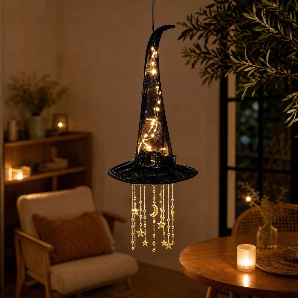 Stijggn Witch Hat Lights Halloween Glowing Lights, Waterproof Hanging Witch Hat Decorations, Warm Light Festival Ornaments for Indoor Outdoor Yard Garden Party Halloween Decor