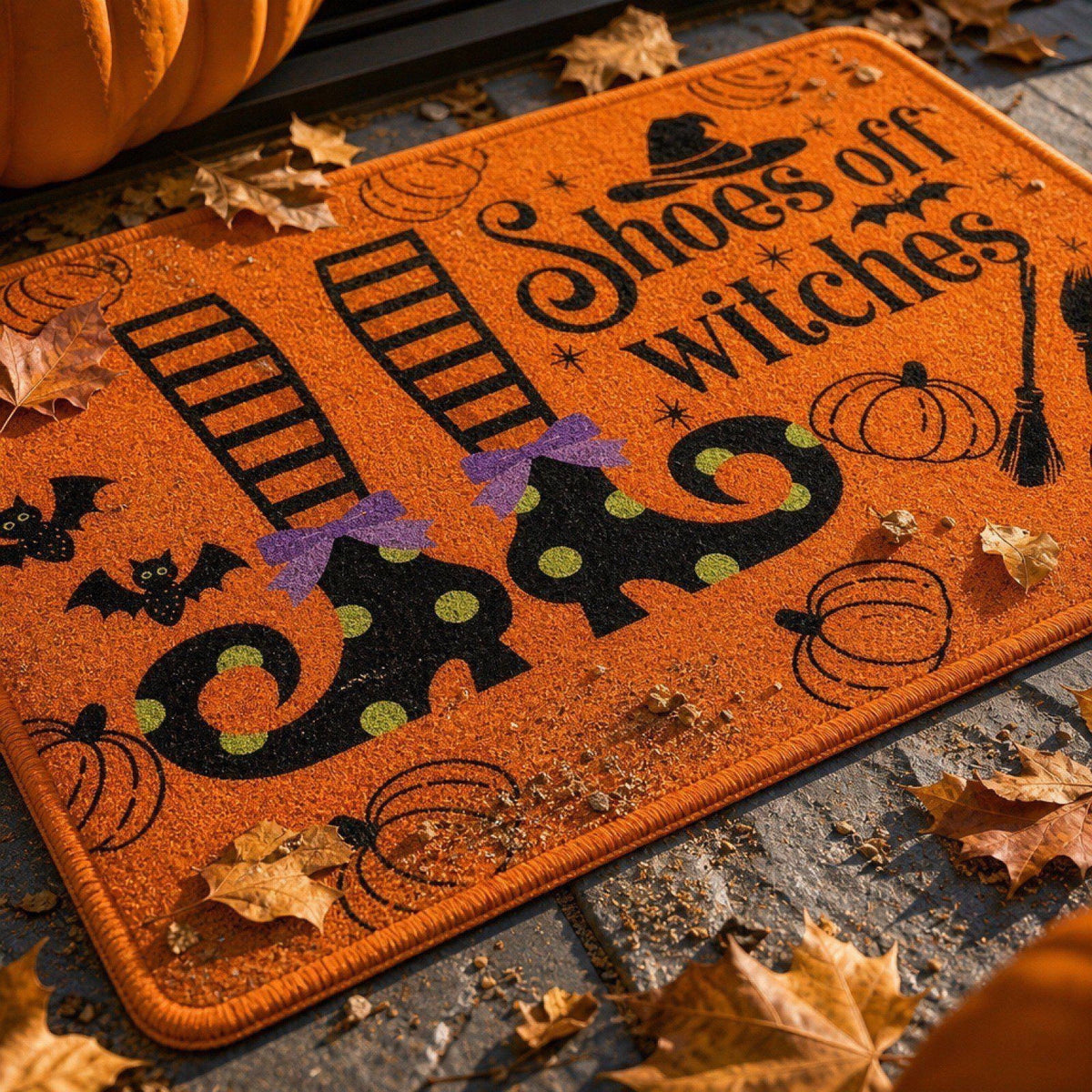 Halloween Ghost Dog Door Mat, Outdoor Coir Entrance Mat for Porch, Spooky Decor for Home Outdoor Entryway Black