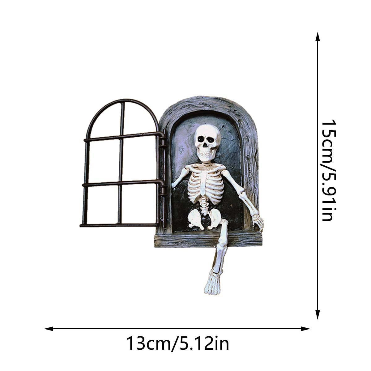 Hotyverty Vintage Window Skeleton Resin Wall Figurine, Gothic Indoor Wall Decor for Door Mantel, Creative Halloween Gift for Halloween Party Decor Enthusiasts