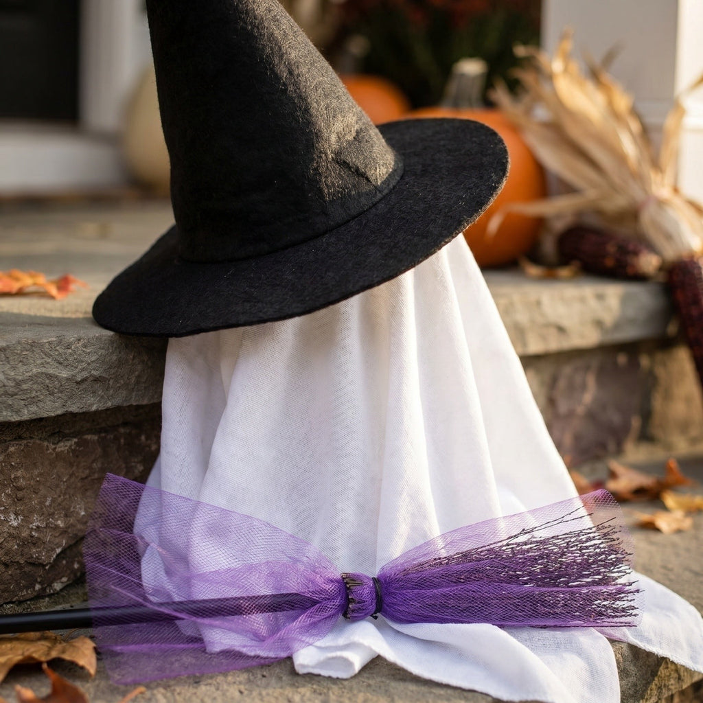 Halloween Garden Porch Decor, Porch Goose Outfits Halloween, 23 Inch Porch Goose Outfits, Witch Dress and Hat Set, Fits 23X11X26 Inch Standing Plush Goose for Front Porch Lawn