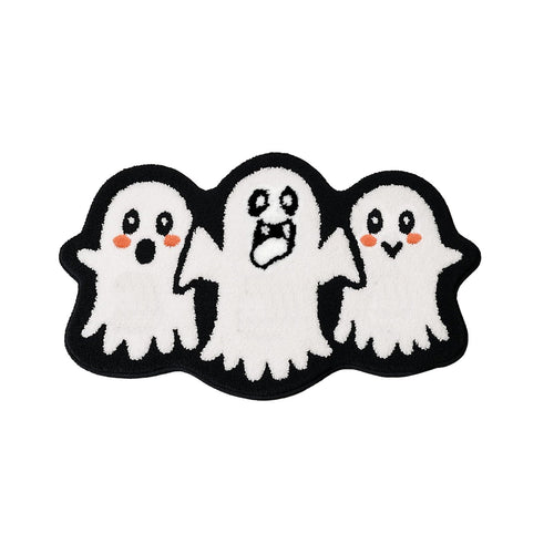 BingTong Cartoon Ghost Themed Fall Welcome Mat,Variety Spooky Adorable Ghost Shape Entryway Rug,Weather Resistant Low Profile Door Mat for Home Apartment Cafe Halloween Decoration Ghost F