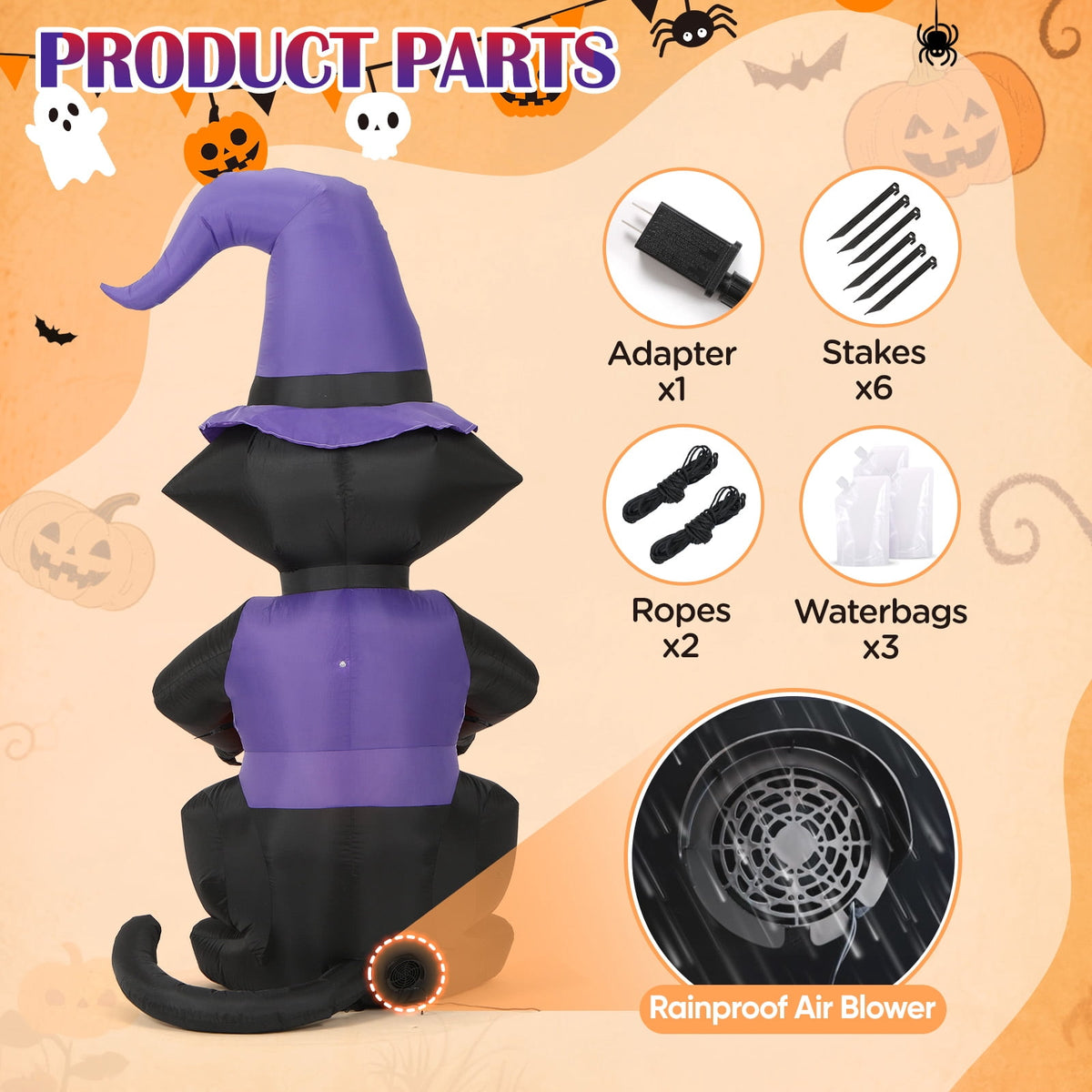 Toiyjofe 8ft Giant Halloween Inflatable Grim Reaper Tree with Pumpkins & LED Lights, Outdoor Skeleton Yard Decoration for Lawn & Haunted House
