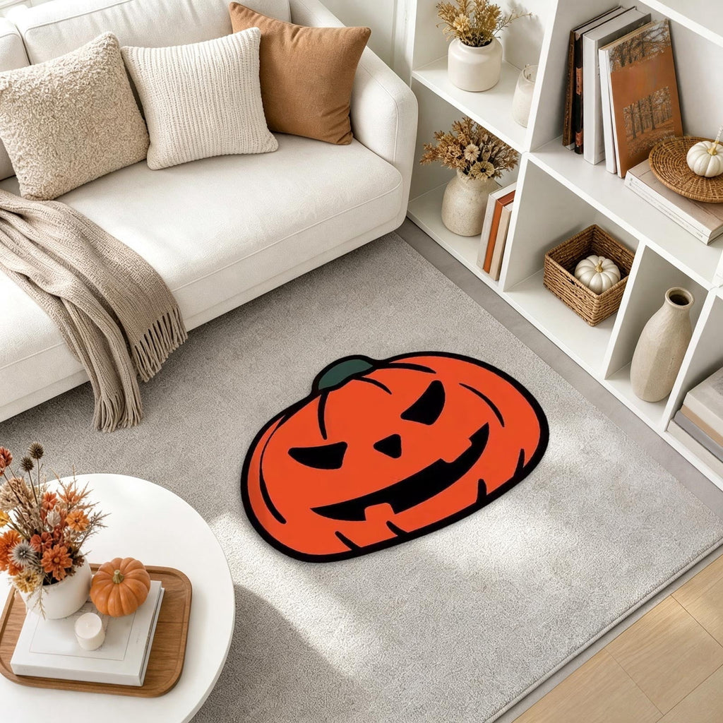 Halloween Door Mat Pumpkin Shaped Non-Absorbent Skidproof Mat 15.75x23.62in Polyester Skidproof & Weather Resistant for Front Door Porch Indoor Outdoor Halloween Door Mat by MPOISVA