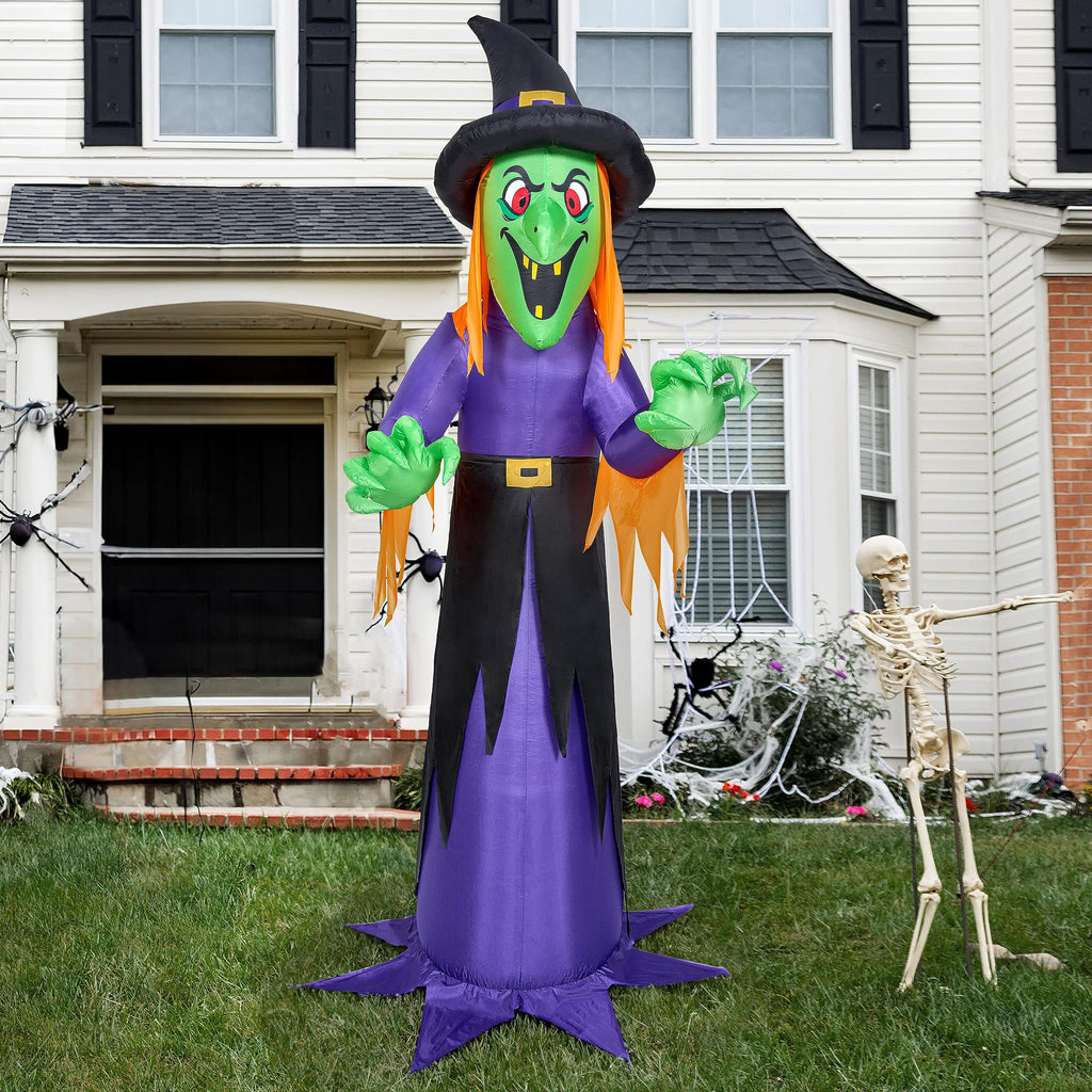 Joyfy 9 ft Halloween Inflatables Pumpkin Skeleton Decorations with Built-in LED Lights,Large Blow Up Decoration for Yard Lawn Garden Indoor Outdoor, Pumpkin Skeleton Inflatable Decoration