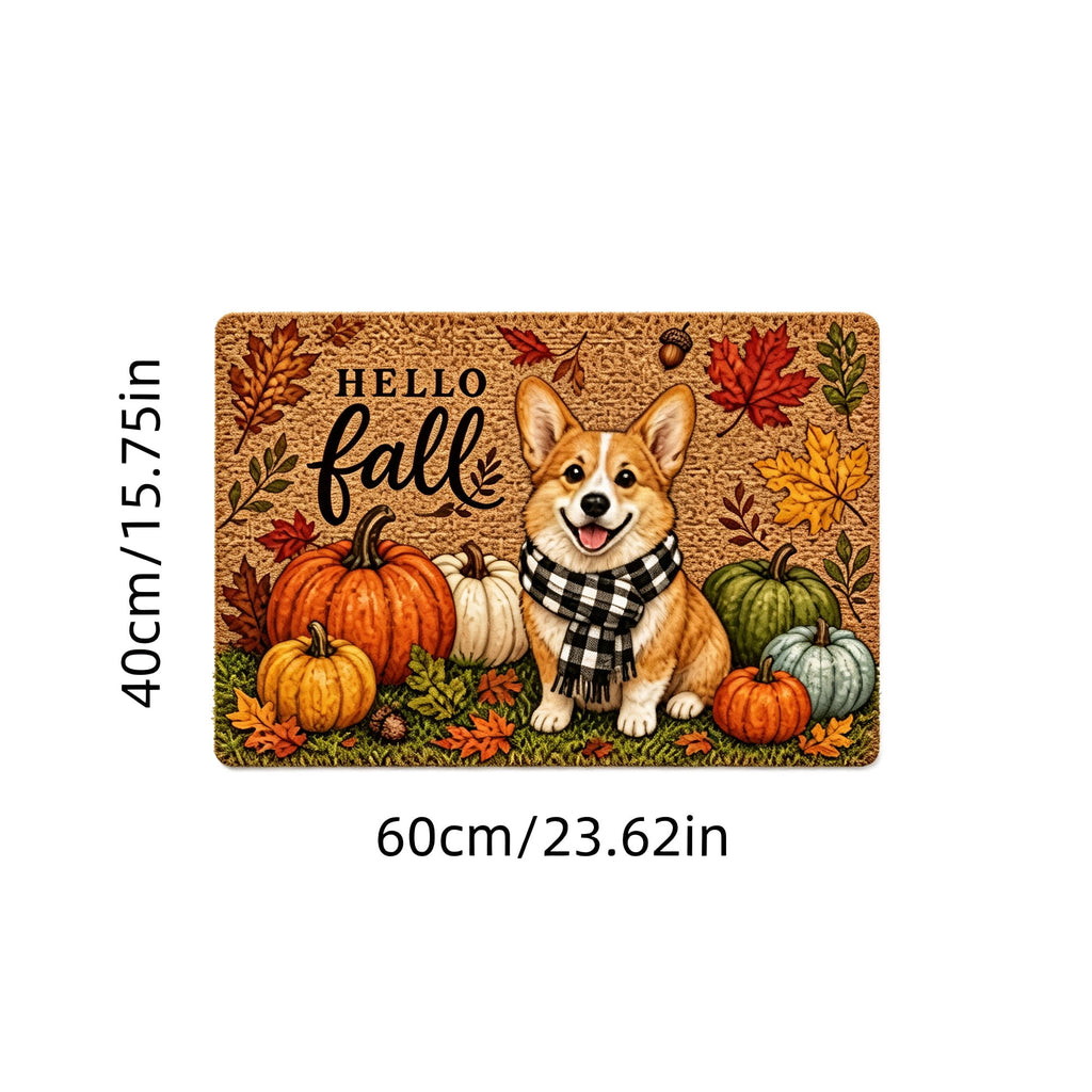 Fall Thanksgiving Welcome Doormat with Pumpkin Maple Leaf Design 15.75 x 23.62 Inch Crystal Velvet Seasonal Rug for Entryway Kitchen Home Decor