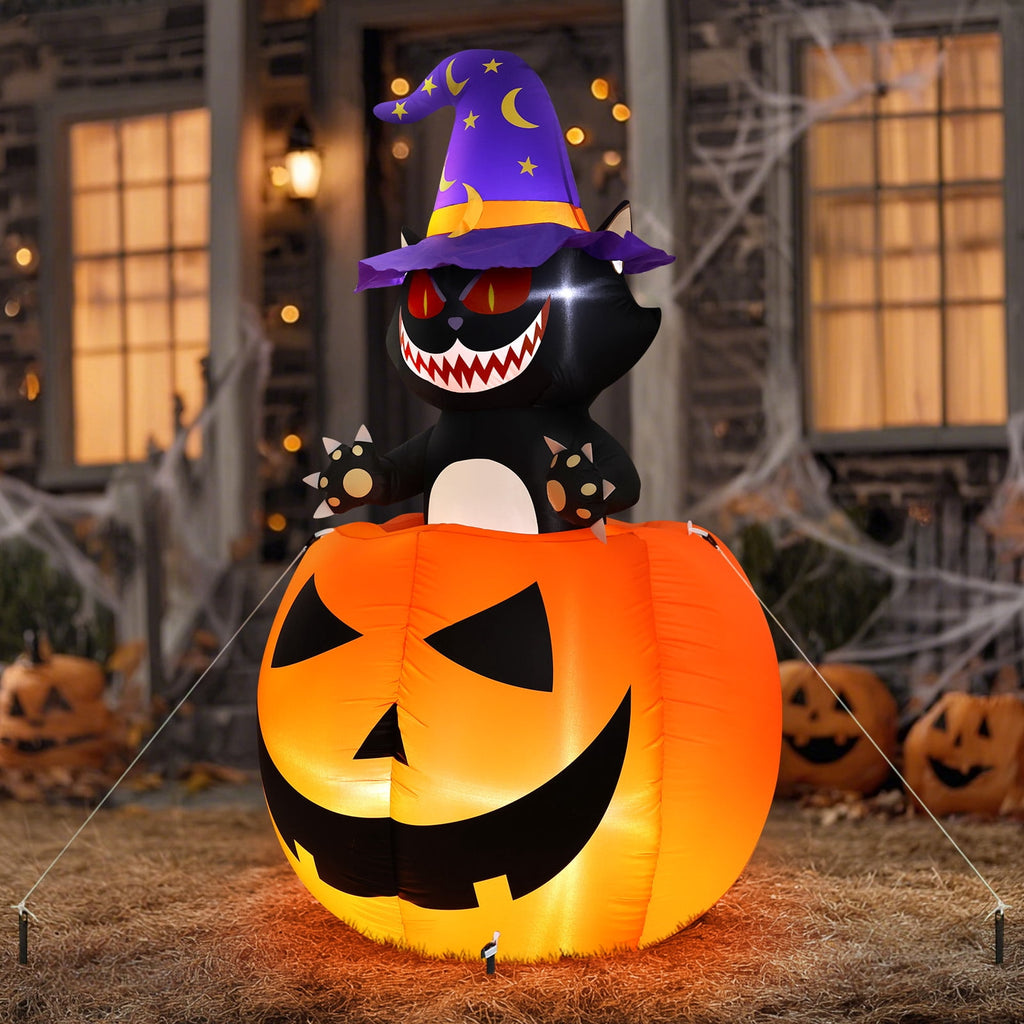 Ayieyill 6FT Halloween Inflatable Archway with Black Cat Pumpkin Design Outdoor Blow Up Yard Decoration for Lawn Garden Front Porch Halloween Party Decor