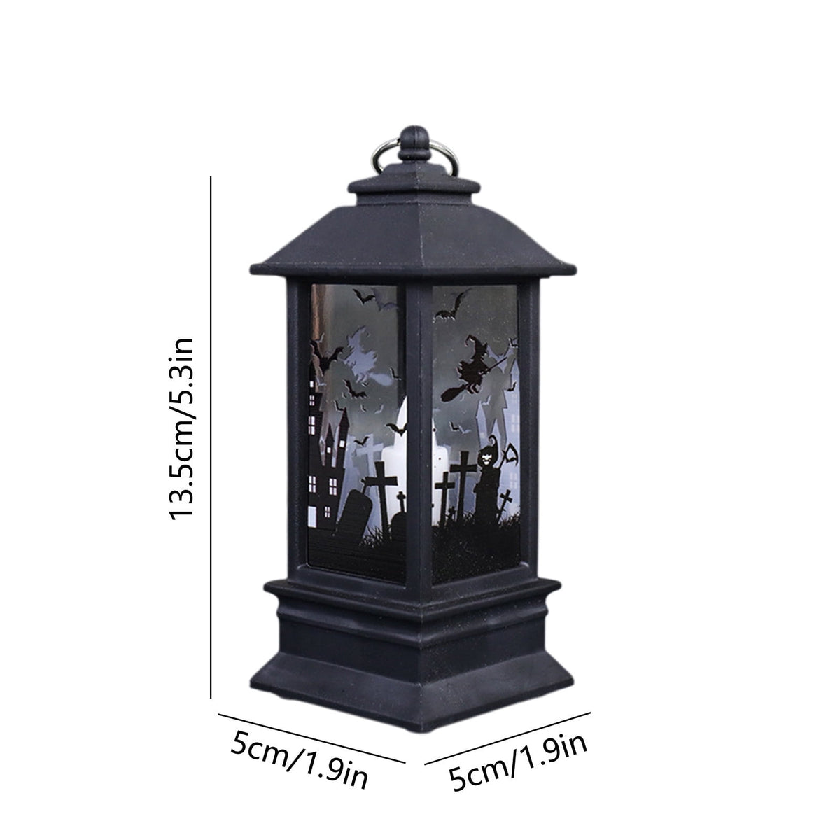 Black Halloween Mini LED Lantern Table Centerpiece 5.1 Inch for Indoor Decor, 2 Inch, 5 cm