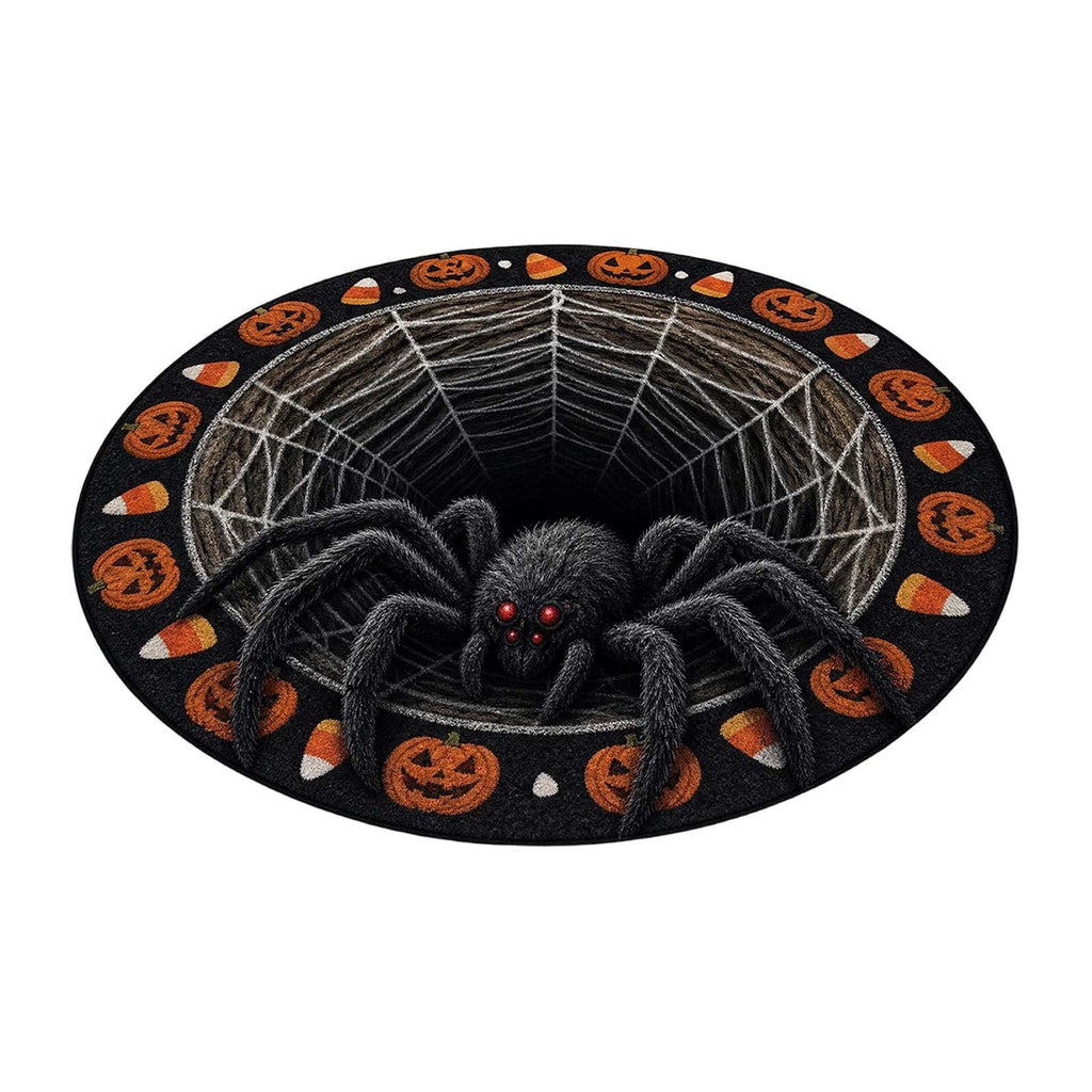 Win s Way 3D Illusion Round Halloween Rug Optical Illusion Doormat Non- Washable Entryway Decor Spooky Fall Front Door Mat for Party Decoration Available in 15.8/23.6/31.5 Inch