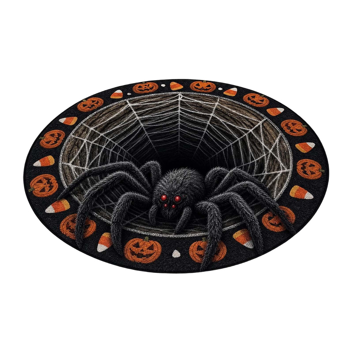 Win s Way 3D Illusion Round Halloween Rug Optical Illusion Doormat Non- Washable Entryway Decor Spooky Fall Front Door Mat for Party Decoration Available in 15.8/23.6/31.5 Inch