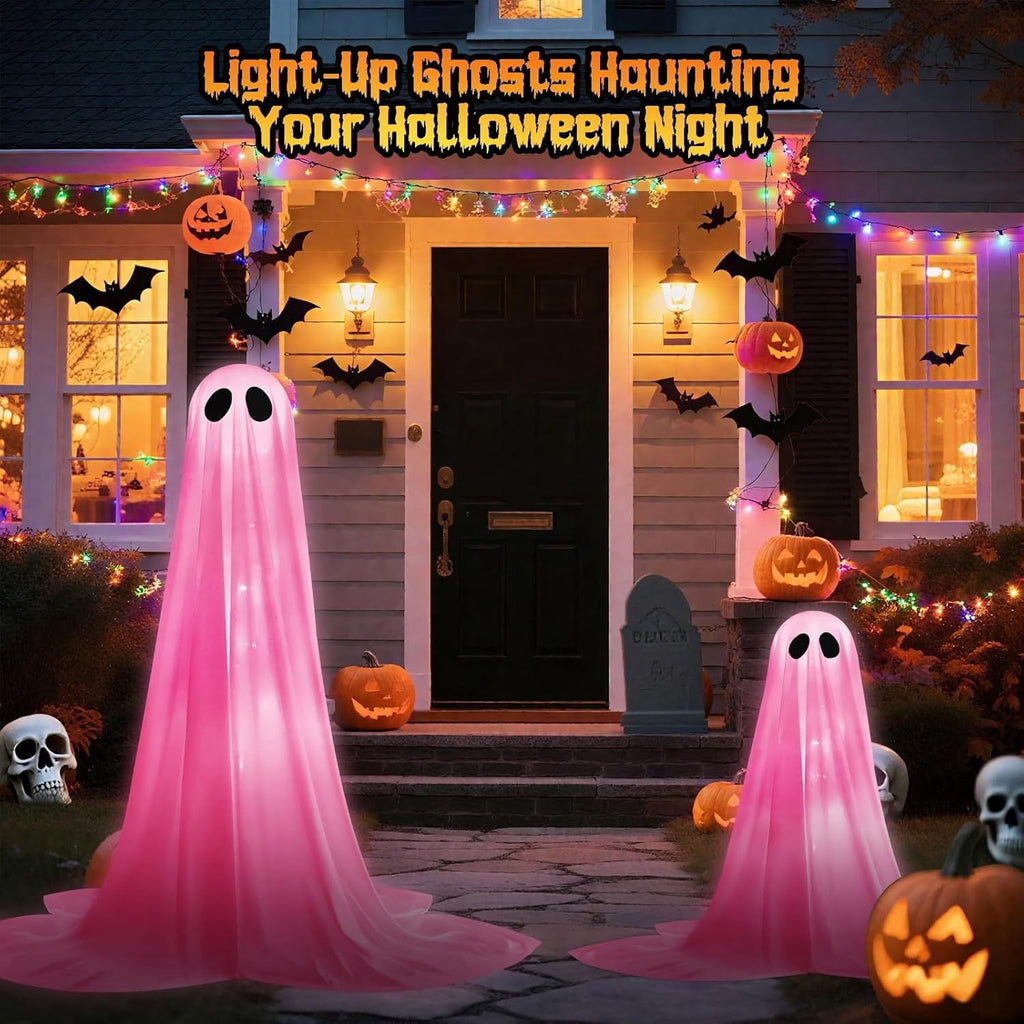 Inflatable Ghost Halloween Decor Light Up Yard Ornament, Halloween Decorative Ornament