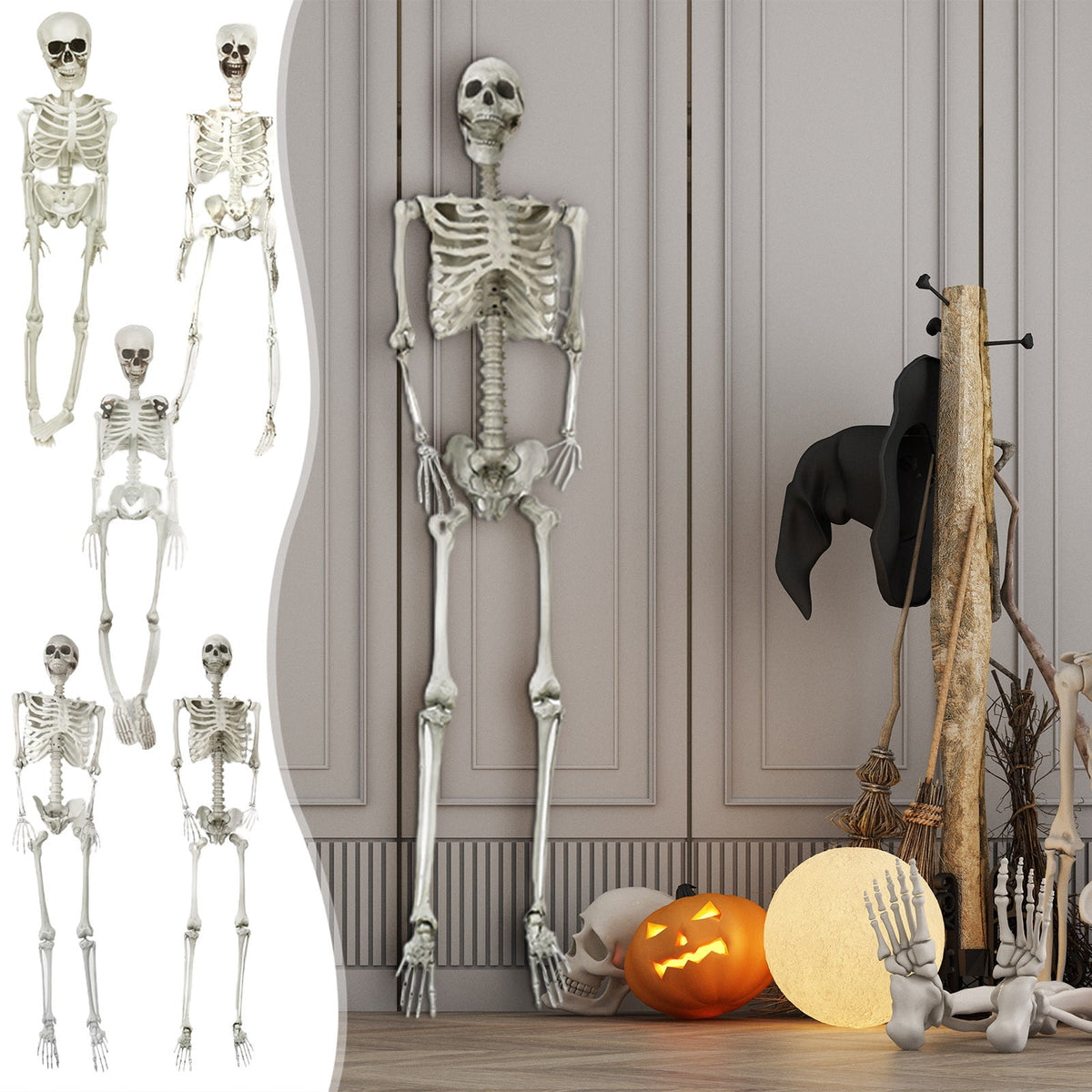 Cebalnir Halloween Skeleton Decoration Whole Body Halloween Hanging Skeleton Decoration With Movable Joints for Halloween Graveyard Decoration