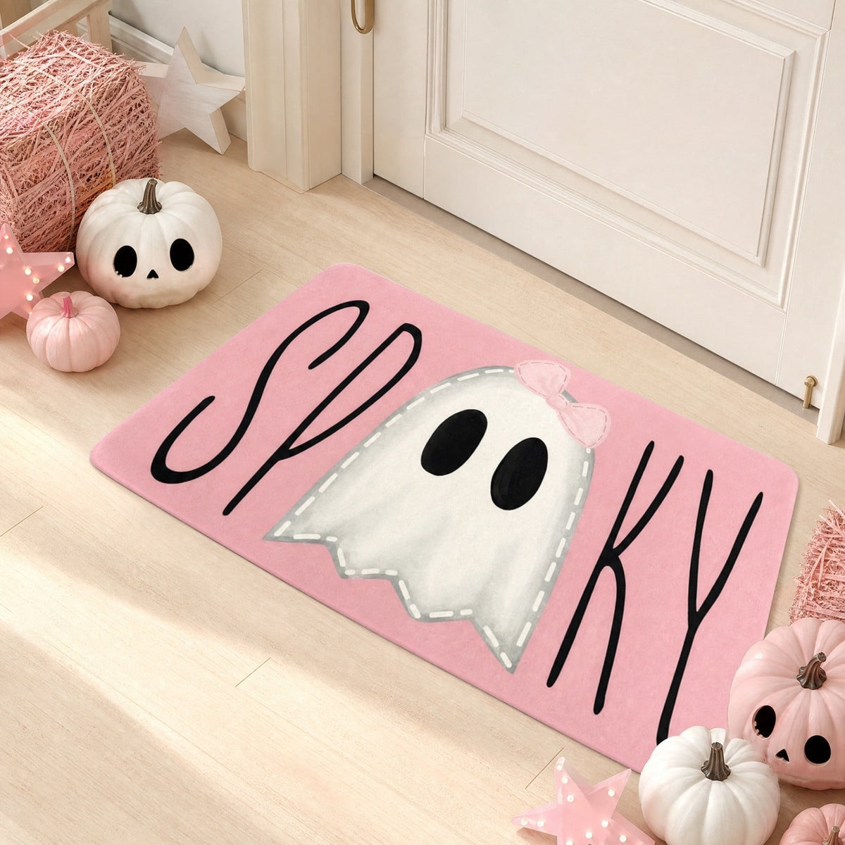 Fllostpr Halloween Pumpkin & Crow Welcome Doormat for Front Door, Non-Slip Vintage Brown Coir Floor Mat for Outdoor Porch Entryway Decor,16x24 Inch