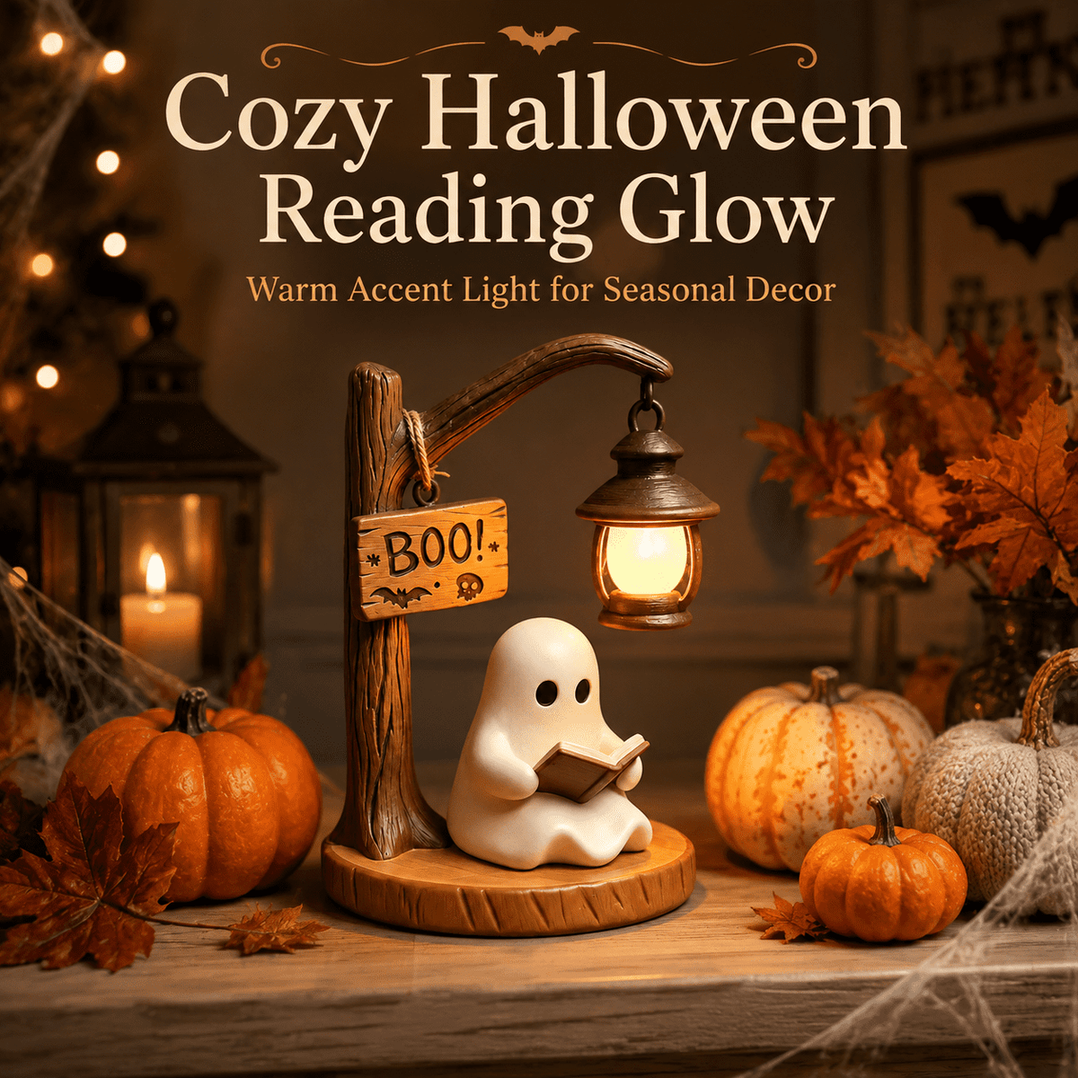 Diceymbol 11.81 Inch Halloween Ghost Night Light, Witch Hat Ghost Lamp with Jack O Lantern, Halloween Decorations Indoor for Table Mantel Party Decor