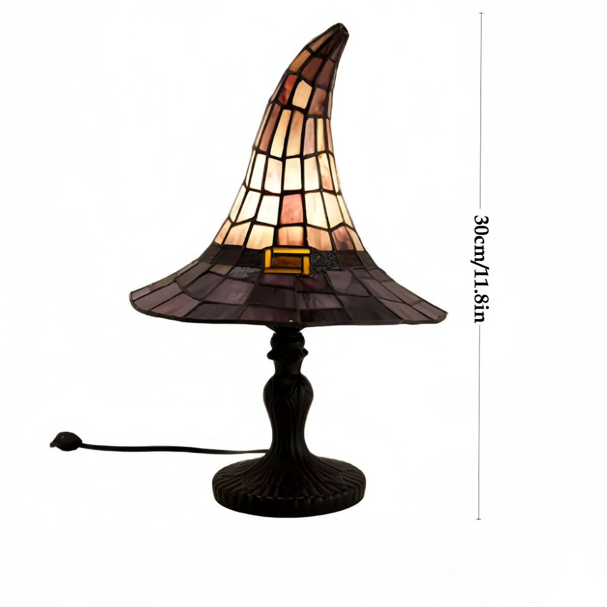BZPIZ Witch Hat Lamp Handcrafted Retro Resin Stained Witch Hat Desk Lamp Halloween Home Decor Gothic Wizard Hats Night Light for Bedroom & Bookshelf