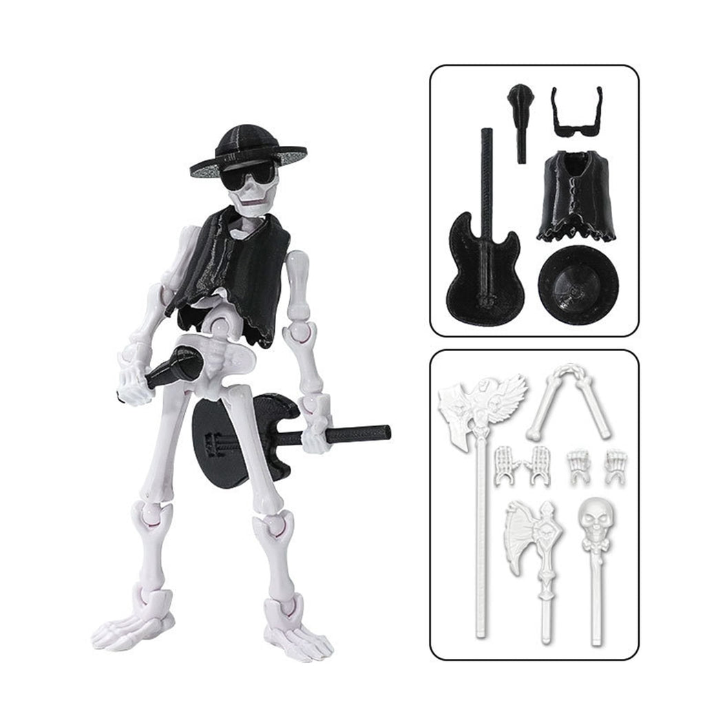 Joint Human Skeleton Doll Trick Toy Creative Ornaments Assembly Toy Movable Doll With Multiple Weapons For Desk Backpack Decoration Stress Relief Sketching Practice Festival