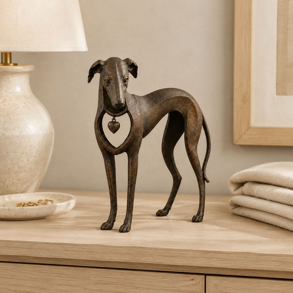 Dachshund Statue 9", Rusted Metal Dog Sculpture for Garden Yard, 1 Pack