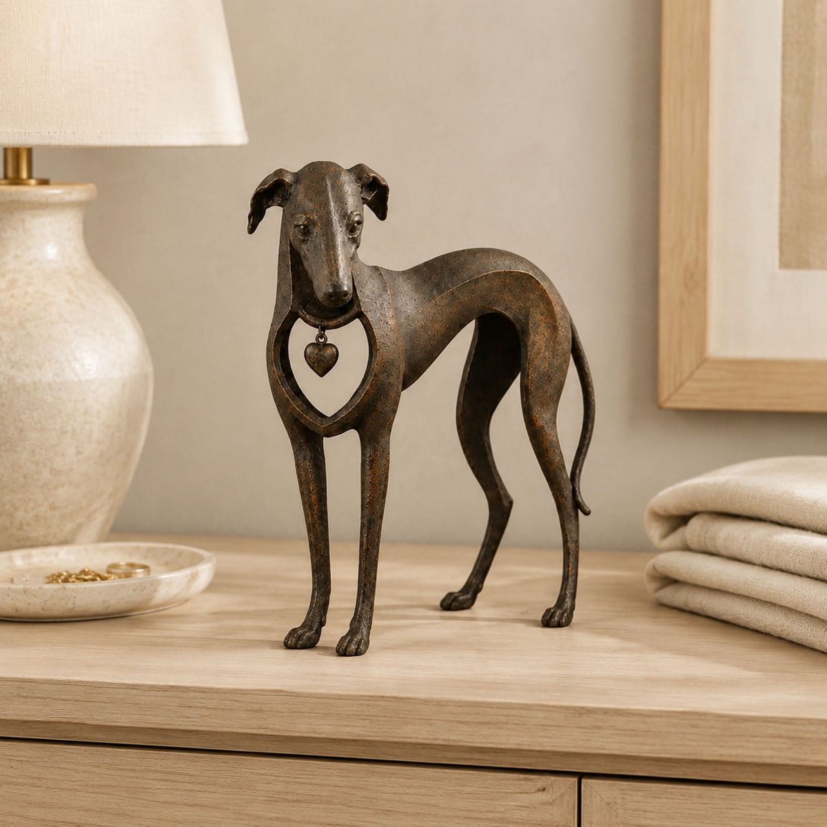 Dachshund Statue 9", Rusted Metal Dog Sculpture for Garden Yard, 1 Pack