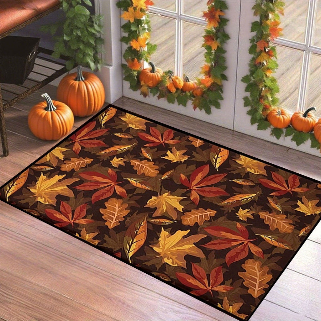 Twfbrm Fall Welcome Doormat, Fall Decorations for Home, 16"x24" Maple Leaves Pattern Floor Mat, Non-Slip Absorbent Entrance Rug Autumn Decorative Front Door Carpet for Thanksgiving Halloween