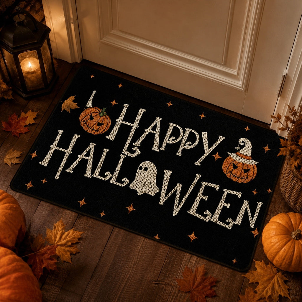 sruoe Fall Door Mat Non-Slip Durable Halloween Decor, Halloween Door Mats for Outdoor with Rubber Backing, Porch Patio Entryway, Easy Clean Absorbent Low-Profile Fade-Resistant.